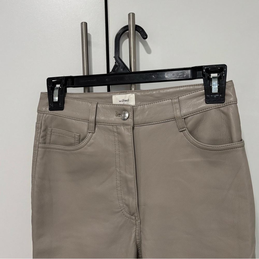 Aritzia Beige Leather Melina Pants
